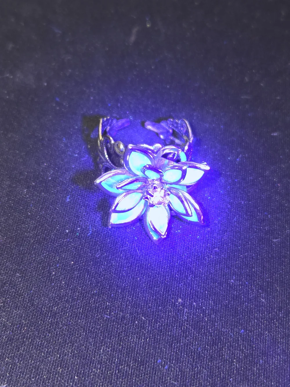 Vintage Style Blue Marquise Crystal Flower Adjustable Statement Cocktail Ring